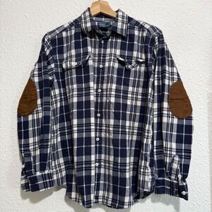 Polo Ralph Lauren Boys XL 18-20 Plaid Flannel Shirt Elbow Patch Long Sleeve